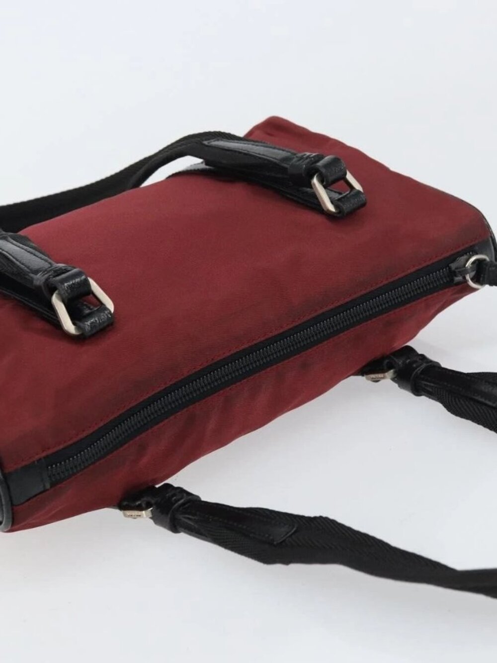 PRADA Hand Bag Nylon Bordeaux Silver Auth am10143 - Picture 7 of 16